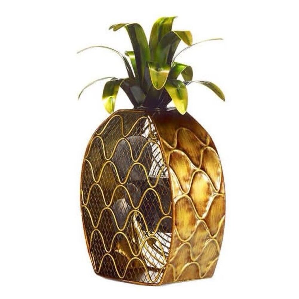 Metal Nostalgic Pineapple Desk Table Top USB Port 15” Fan *Tested*